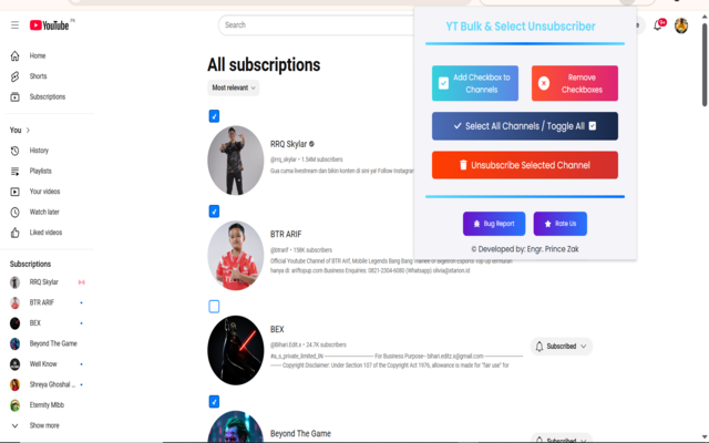 Youtube Unsubscribe All chrome谷歌浏览器插件_扩展第2张截图
