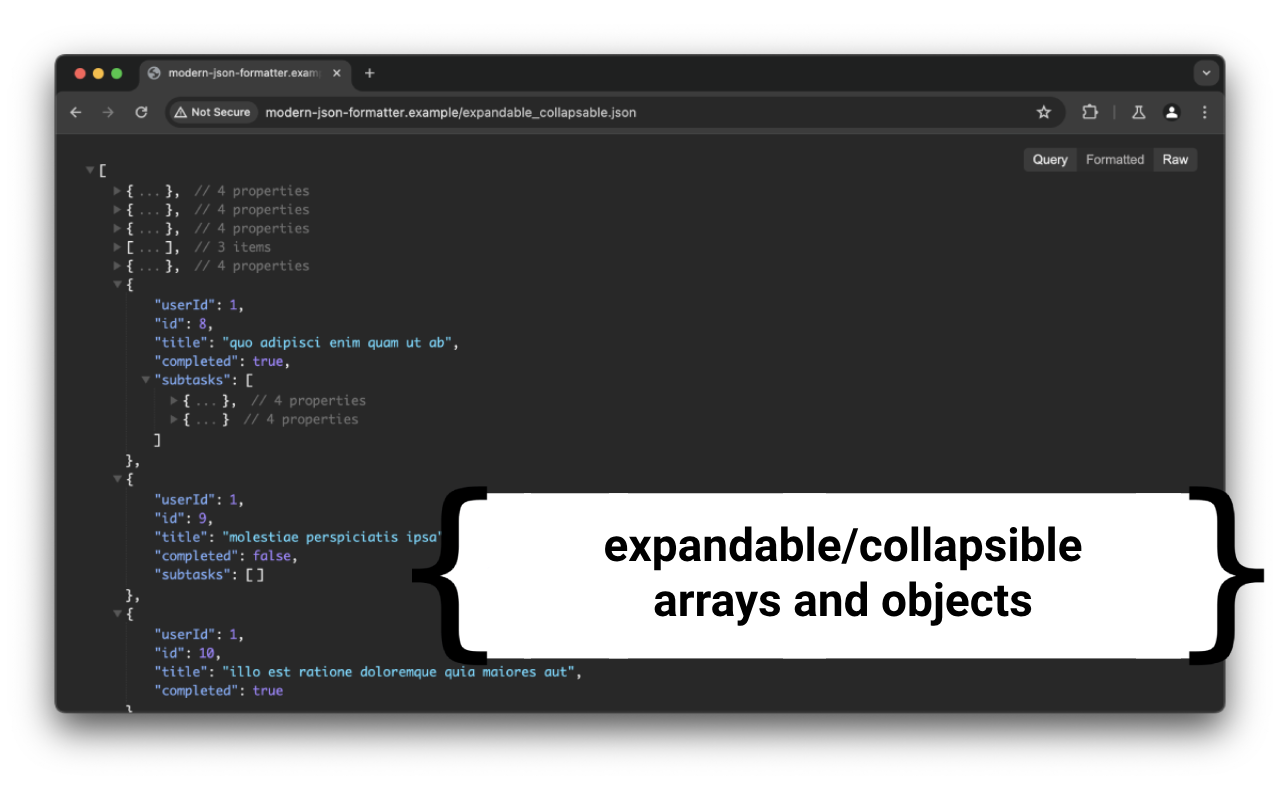 Modern JSON Formatter chrome谷歌浏览器插件_扩展第4张截图