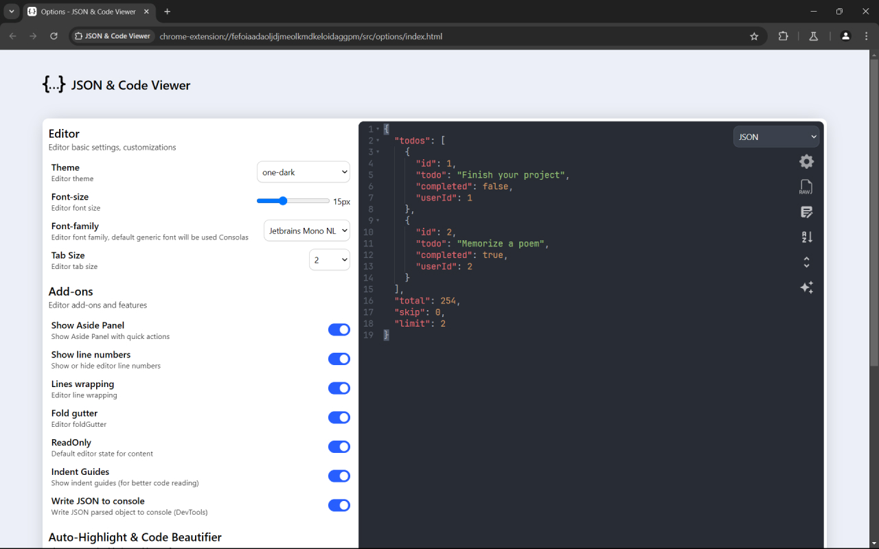JSON & Code Viewer chrome谷歌浏览器插件_扩展第2张截图