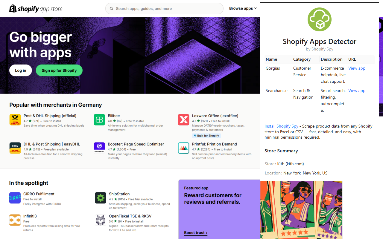 Shopify App Detector by Shopify Spy chrome谷歌浏览器插件_扩展第1张截图