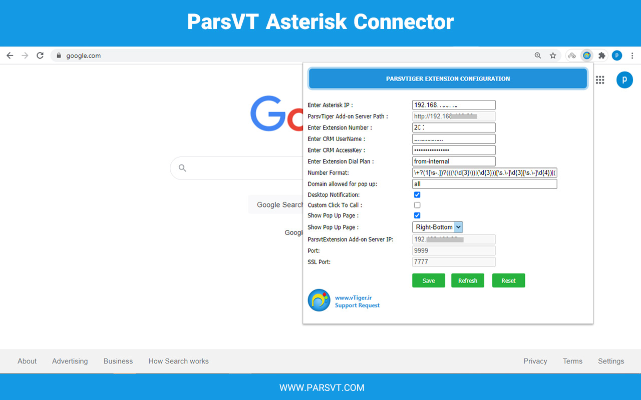 ParsVT Asterisk Connector chrome谷歌浏览器插件_扩展第5张截图