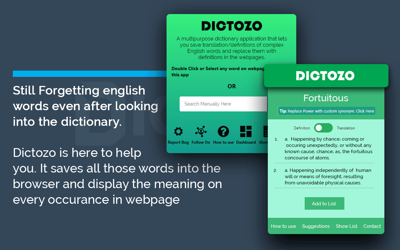 Dictozo - Save and Learn new words by auto-highlighting chrome谷歌浏览器插件_扩展第1张截图
