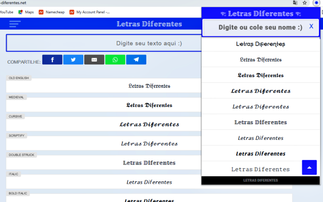 Letras Diferentes ➜ #𝟙 ⚡(☉̃ₒ☉)⭐ 𝓞𝓷𝓵𝓲𝓷𝓮 chrome谷歌浏览器插件_扩展第1张截图