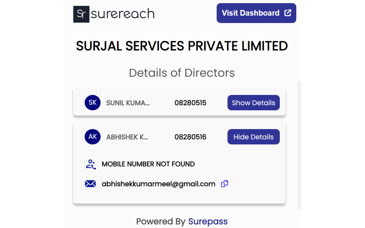 Surereach: Find verified Mobile No. & Emails chrome谷歌浏览器插件_扩展第3张截图