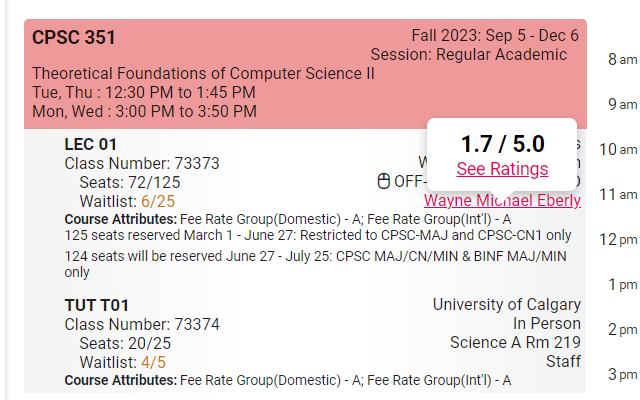 UCalgary Rate My Prof chrome谷歌浏览器插件_扩展第1张截图