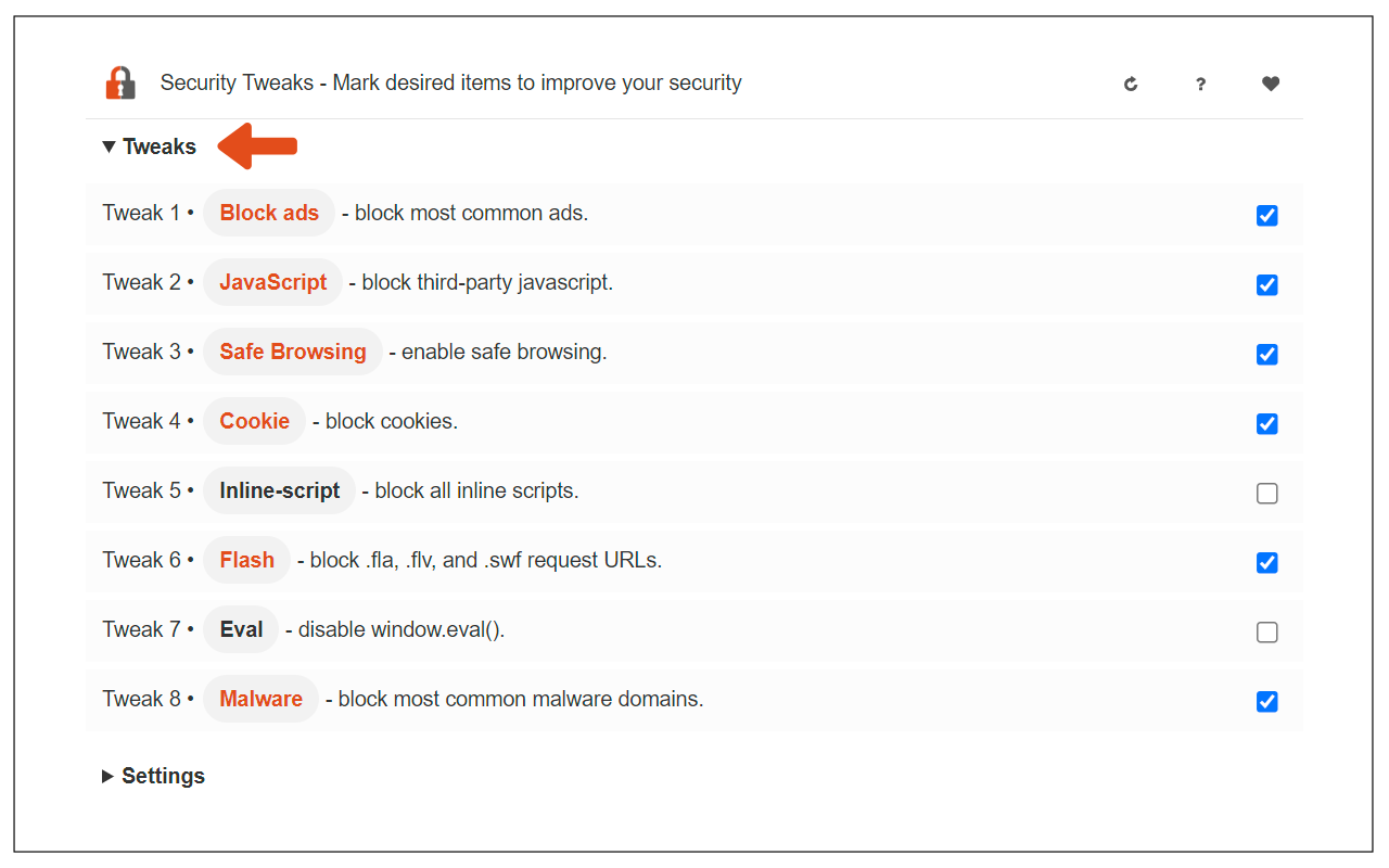 Security Tweaks chrome谷歌浏览器插件_扩展第1张截图