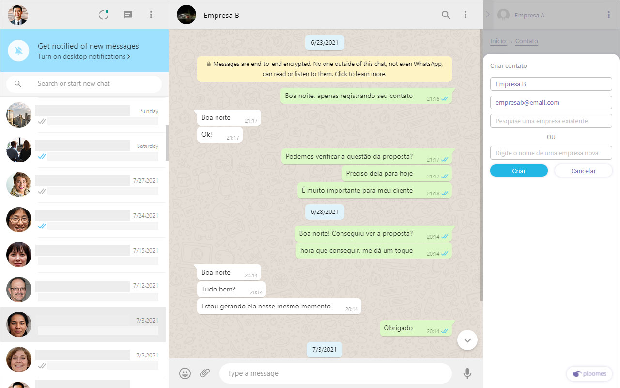 Ploomes para WhatsApp chrome谷歌浏览器插件_扩展第1张截图