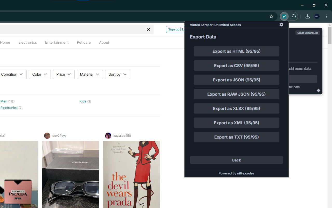 Vinted Scraper - Data Extractor & Exporter chrome谷歌浏览器插件_扩展第1张截图