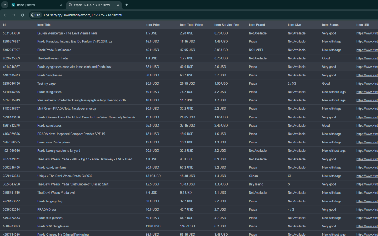 Vinted Scraper - Data Extractor & Exporter chrome谷歌浏览器插件_扩展第4张截图