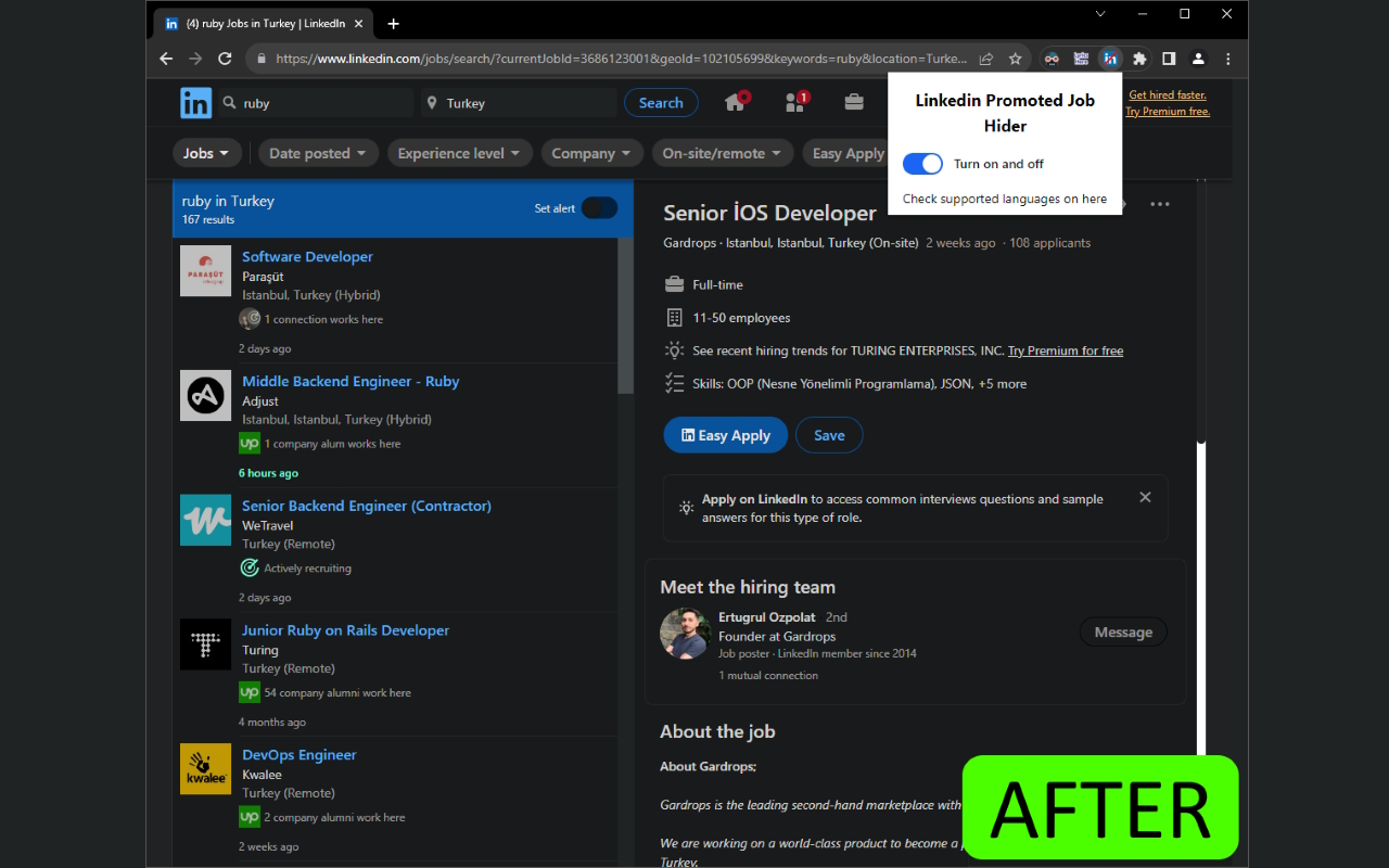 LinkJobs Promoted Hider Extension chrome谷歌浏览器插件_扩展第1张截图