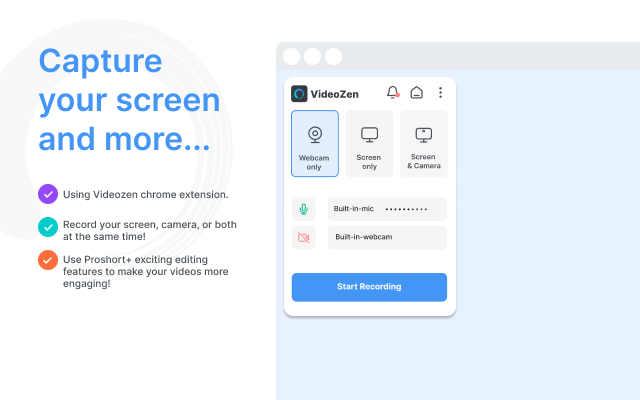 Videozen: Screen and Camera Recorder chrome谷歌浏览器插件_扩展第1张截图