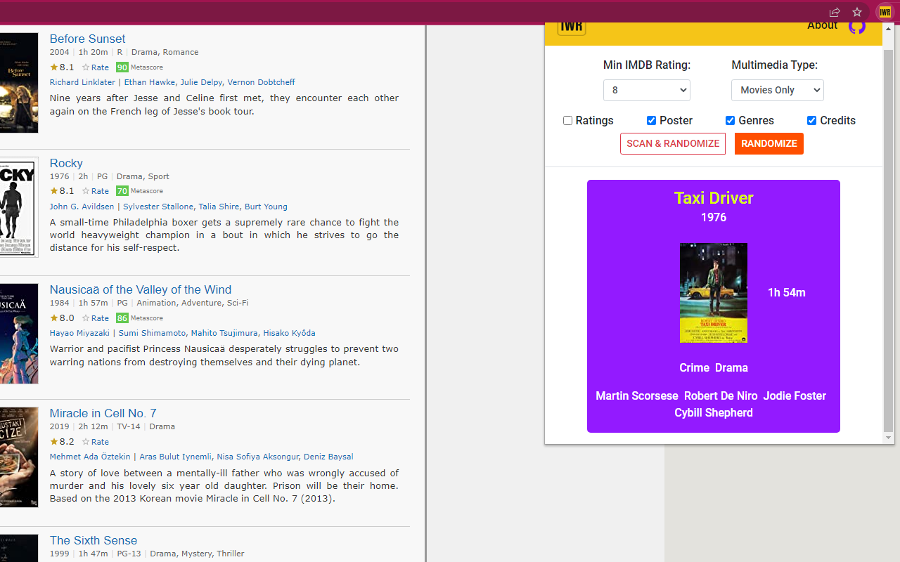 IMDB Watchlist Randomizer chrome谷歌浏览器插件_扩展第2张截图