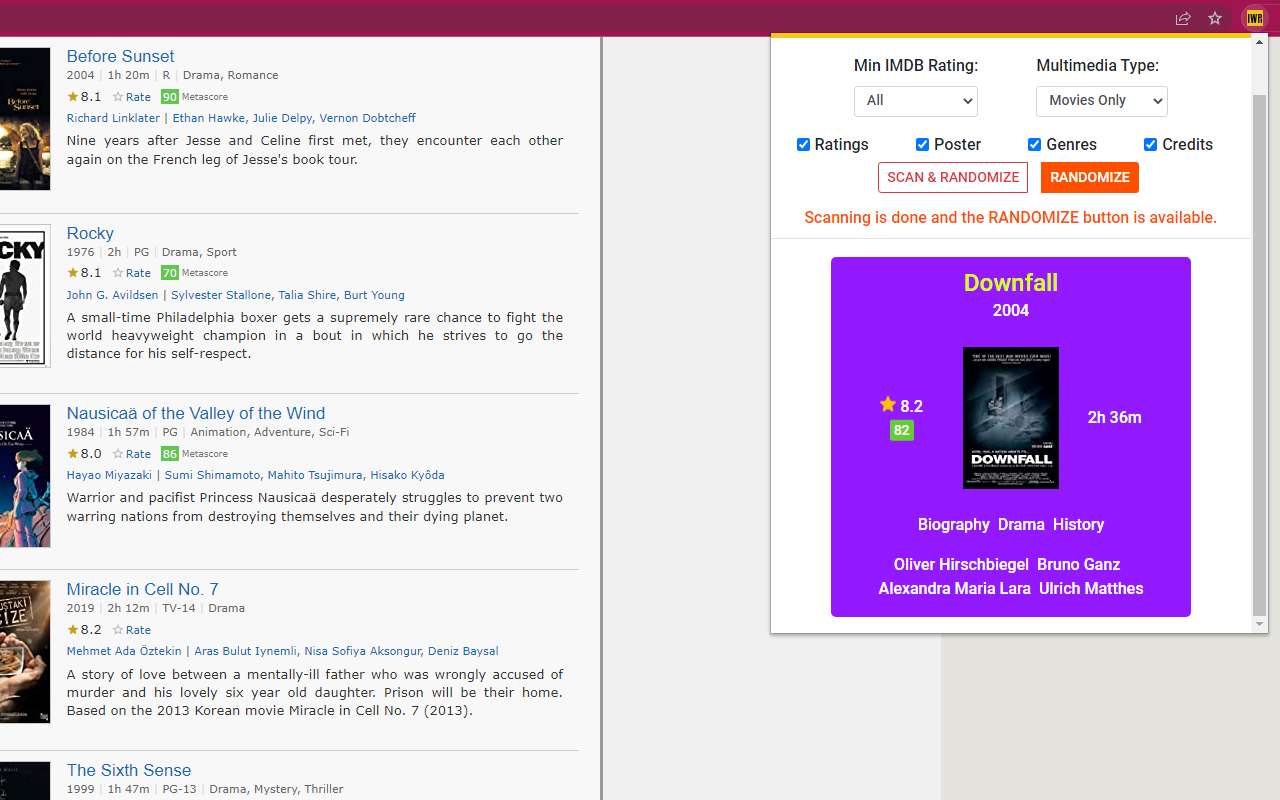 IMDB Watchlist Randomizer chrome谷歌浏览器插件_扩展第3张截图