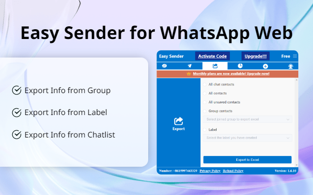 WA Self Sender - WhatsApp 群发助手(Easy Sender) chrome谷歌浏览器插件_扩展第1张截图