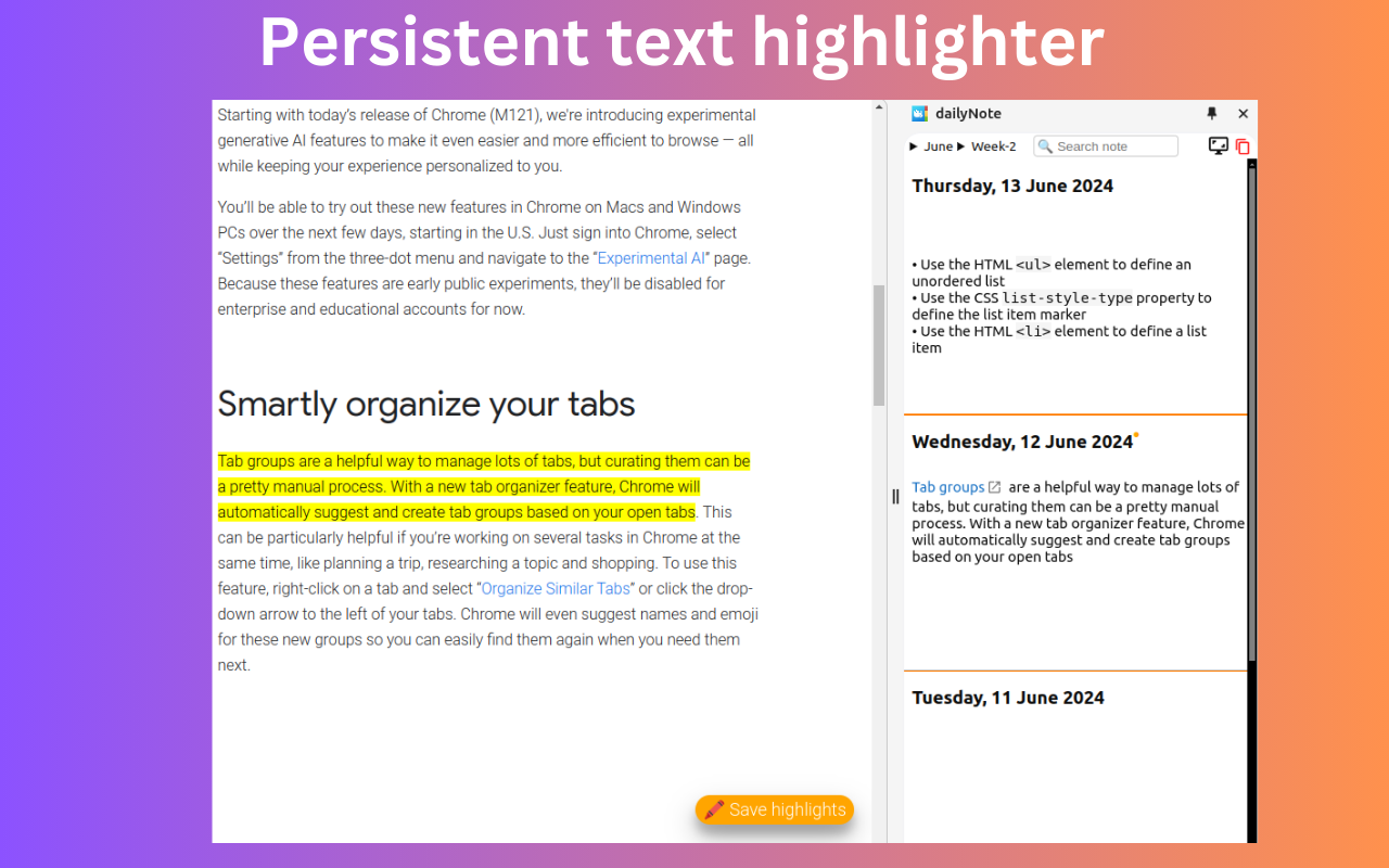 dailyNote - 在侧面板中记下每日笔记 chrome谷歌浏览器插件_扩展第1张截图