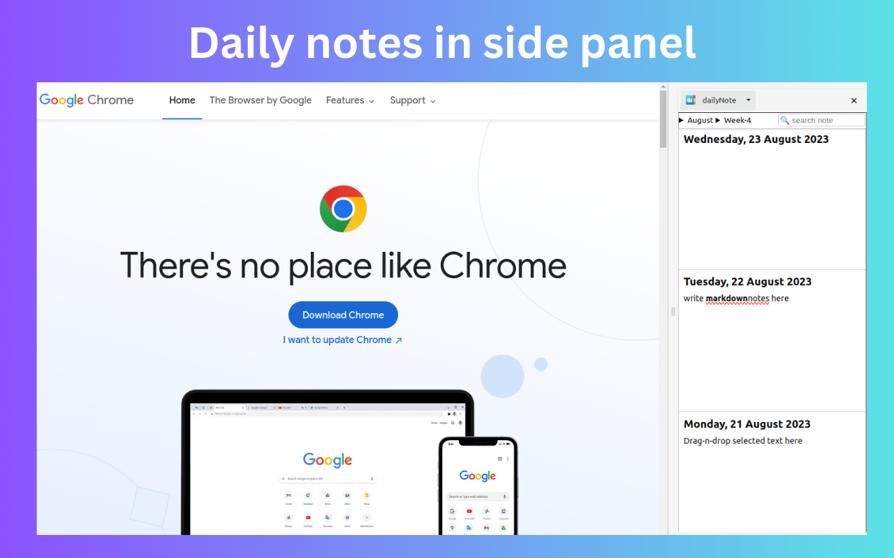 dailyNote - 在侧面板中记下每日笔记 chrome谷歌浏览器插件_扩展第3张截图