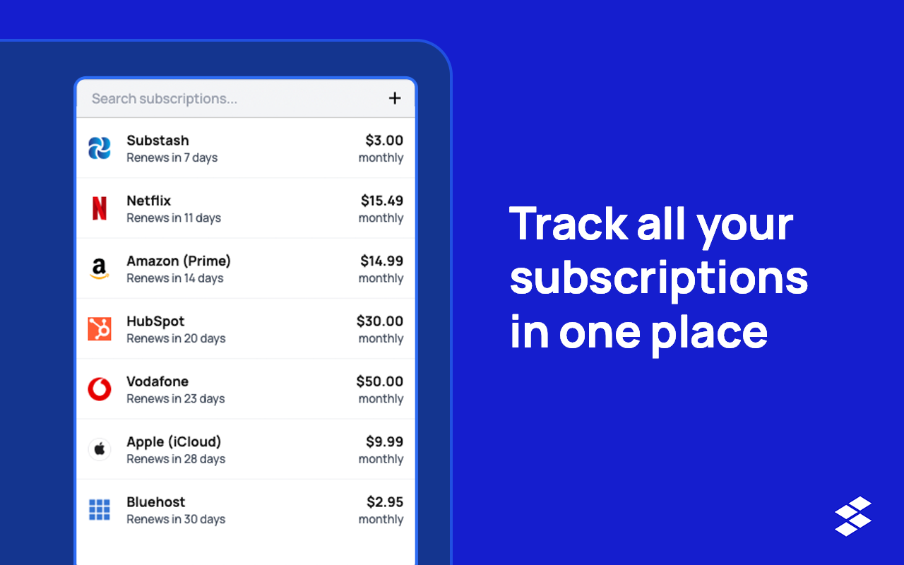 Substash: Subscription Tracker chrome谷歌浏览器插件_扩展第1张截图