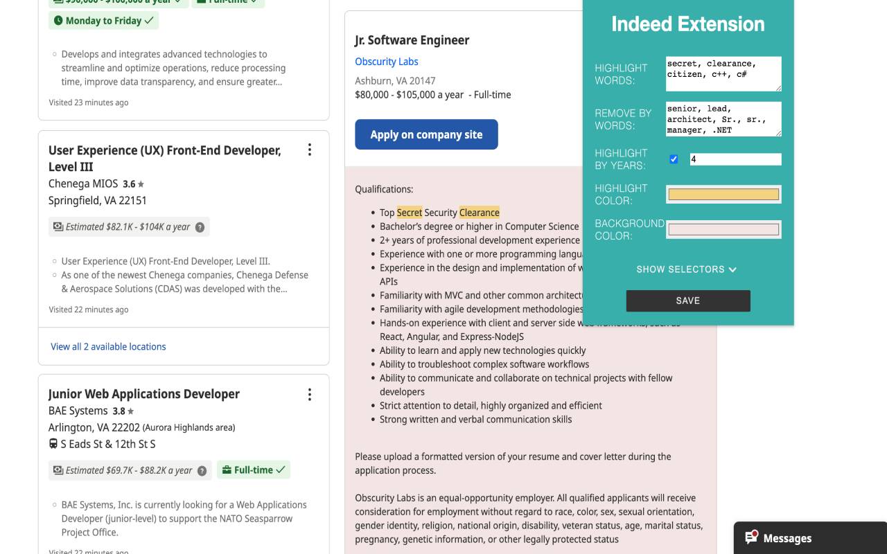Highlight stop-words on Indeed page chrome谷歌浏览器插件_扩展第1张截图