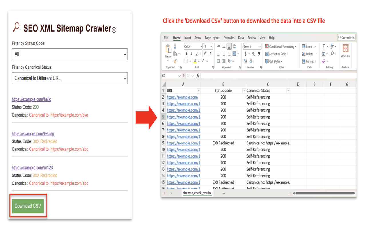 SEO XML Sitemap Crawler (Status Code & Canonical Tag) chrome谷歌浏览器插件_扩展第5张截图