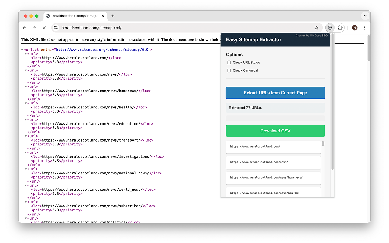 Easy Sitemap Extractor chrome谷歌浏览器插件_扩展第1张截图