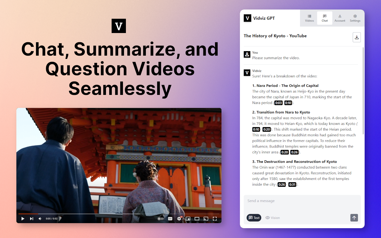 Vidviz GPT: AI for YouTube chrome谷歌浏览器插件_扩展第4张截图