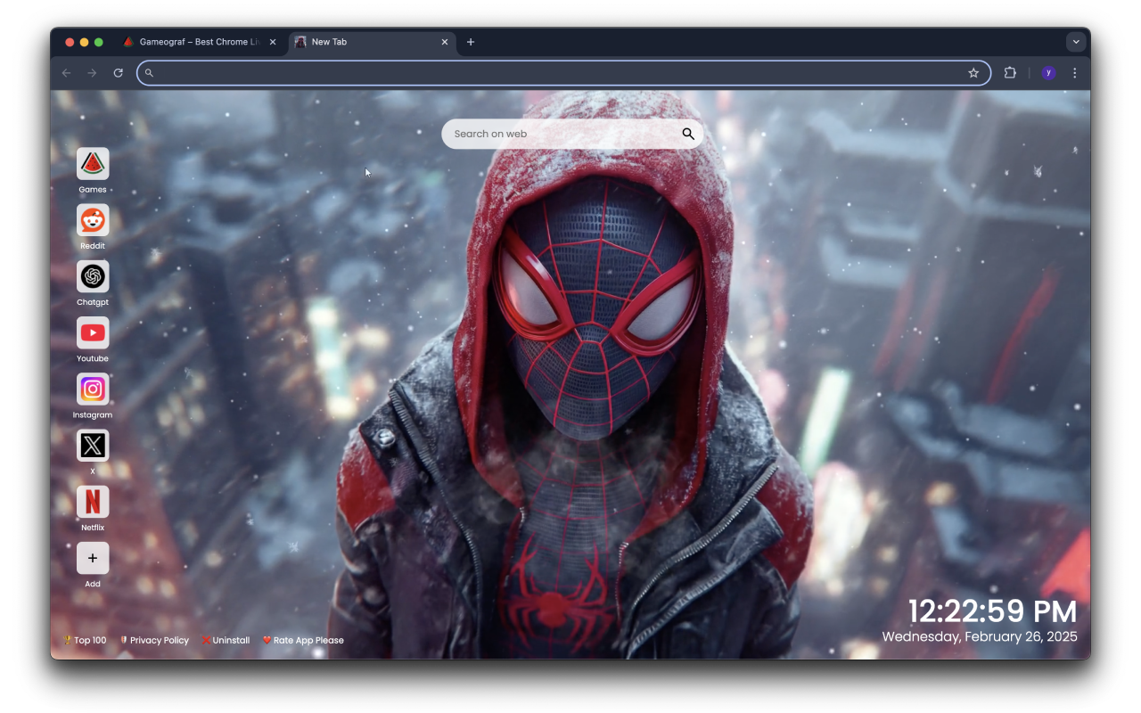 Ender Miles Morales Snow Time Live Spiderman Wallpaper chrome谷歌浏览器插件_扩展第2张截图