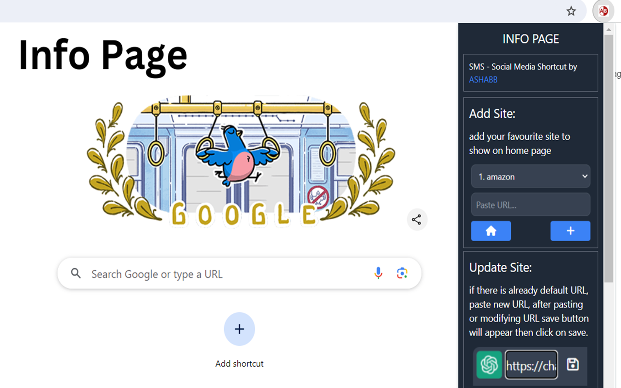 SMS - Social Media Shortcut by ASHABB chrome谷歌浏览器插件_扩展第4张截图