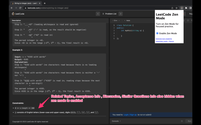Leetcode Zen Mode chrome谷歌浏览器插件_扩展第1张截图