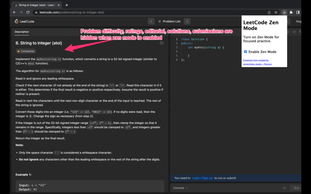 Leetcode Zen Mode chrome谷歌浏览器插件_扩展第2张截图