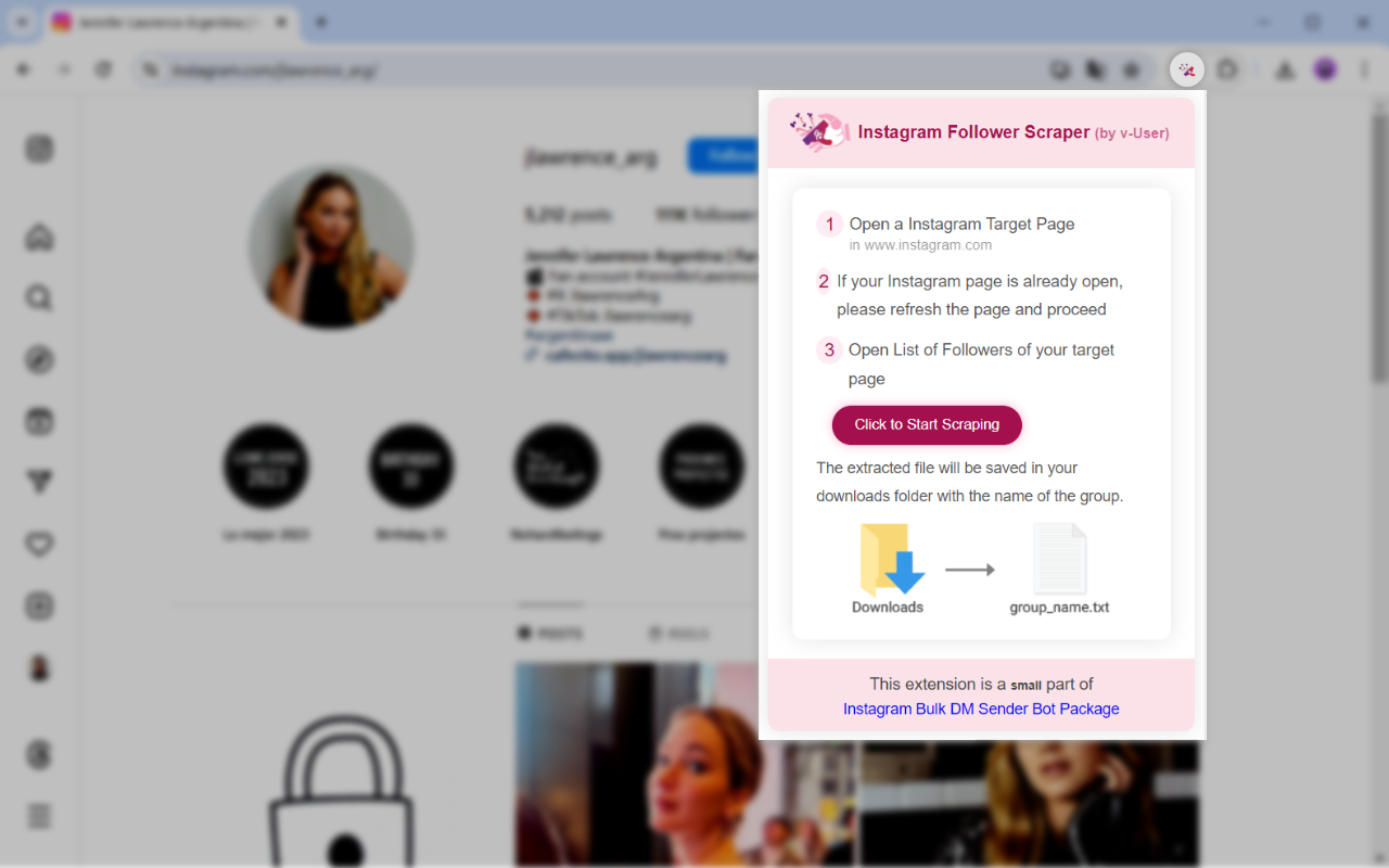 Instagram Follower Scraper (by v-User) chrome谷歌浏览器插件_扩展第2张截图