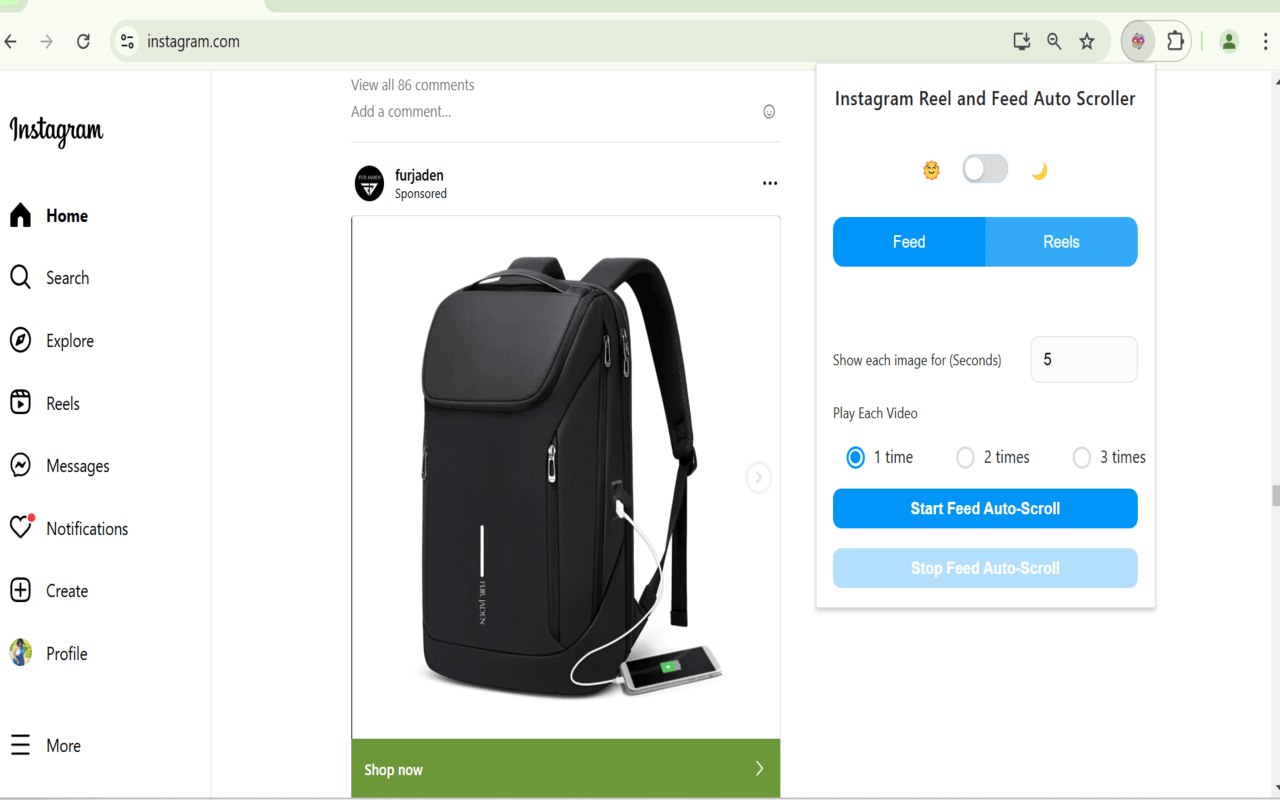 Reel and Feed Auto Scroller chrome谷歌浏览器插件_扩展第1张截图