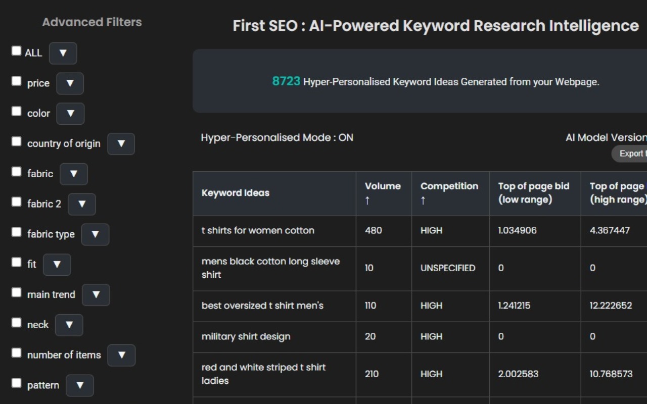 First SEO : AI-Powered Keyword Research Intelligence chrome谷歌浏览器插件_扩展第3张截图