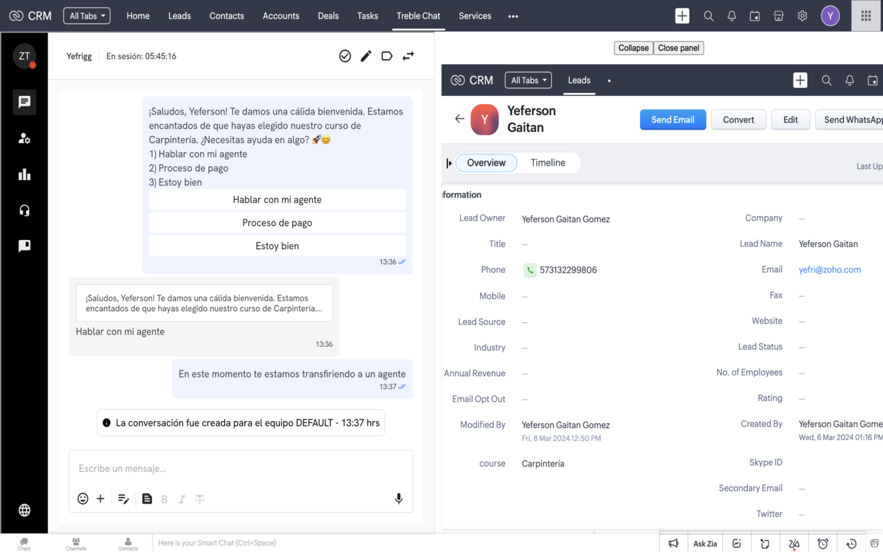 Zoho WA by treble.ai chrome谷歌浏览器插件_扩展第1张截图