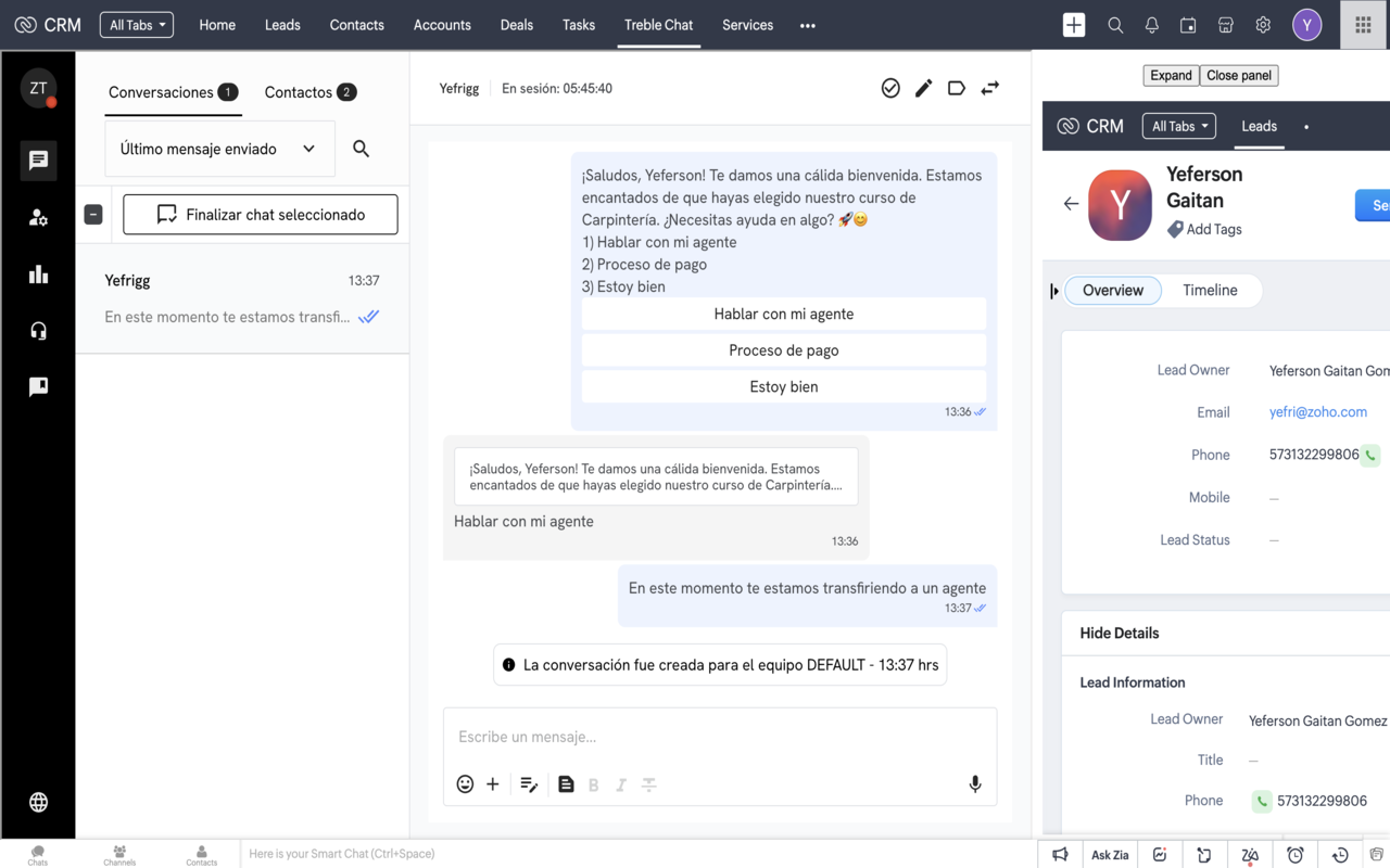 Zoho WA by treble.ai chrome谷歌浏览器插件_扩展第4张截图