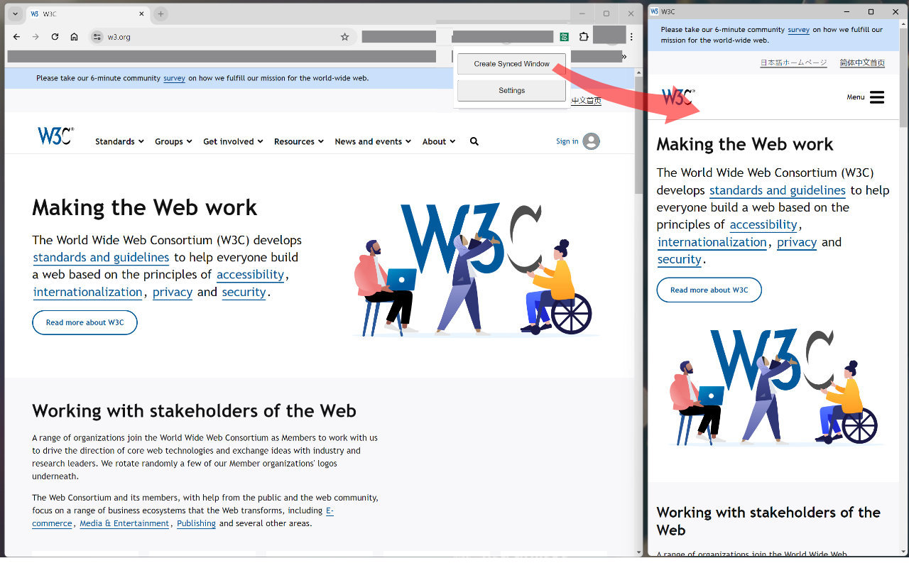 Synced Mobile View chrome谷歌浏览器插件_扩展第1张截图