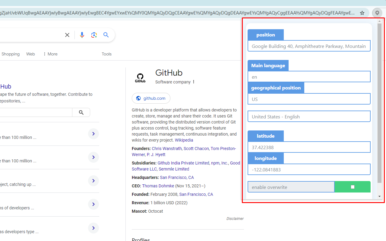 G搜索地理位置切换 chrome谷歌浏览器插件_扩展第1张截图
