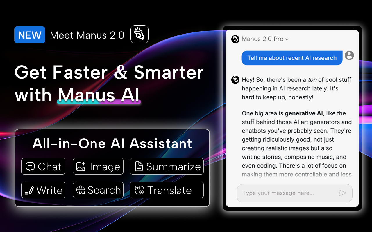 Manus 人工智能 - Manus AI chrome谷歌浏览器插件_扩展第1张截图