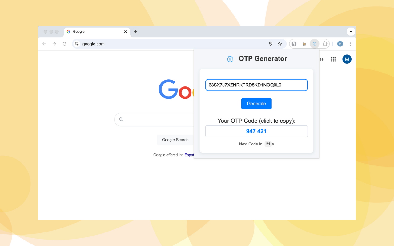 OTP Generator chrome谷歌浏览器插件_扩展第1张截图