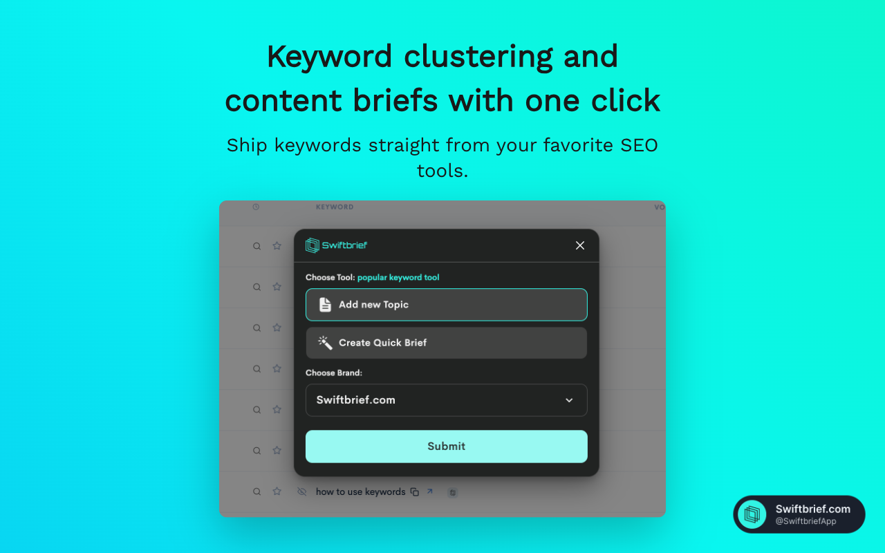 Swiftbrief SEO: Clustering + Content Briefs chrome谷歌浏览器插件_扩展第1张截图