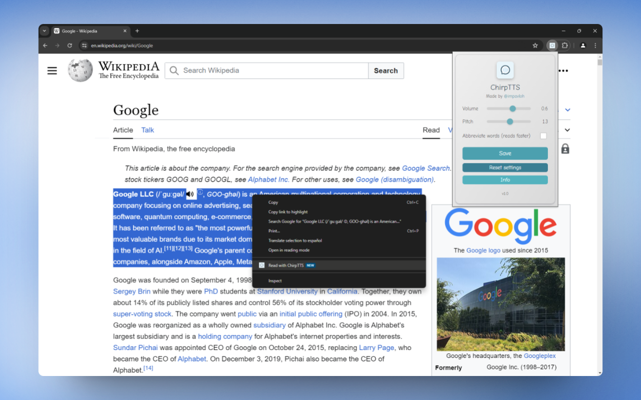ChirpTTS chrome谷歌浏览器插件_扩展第1张截图
