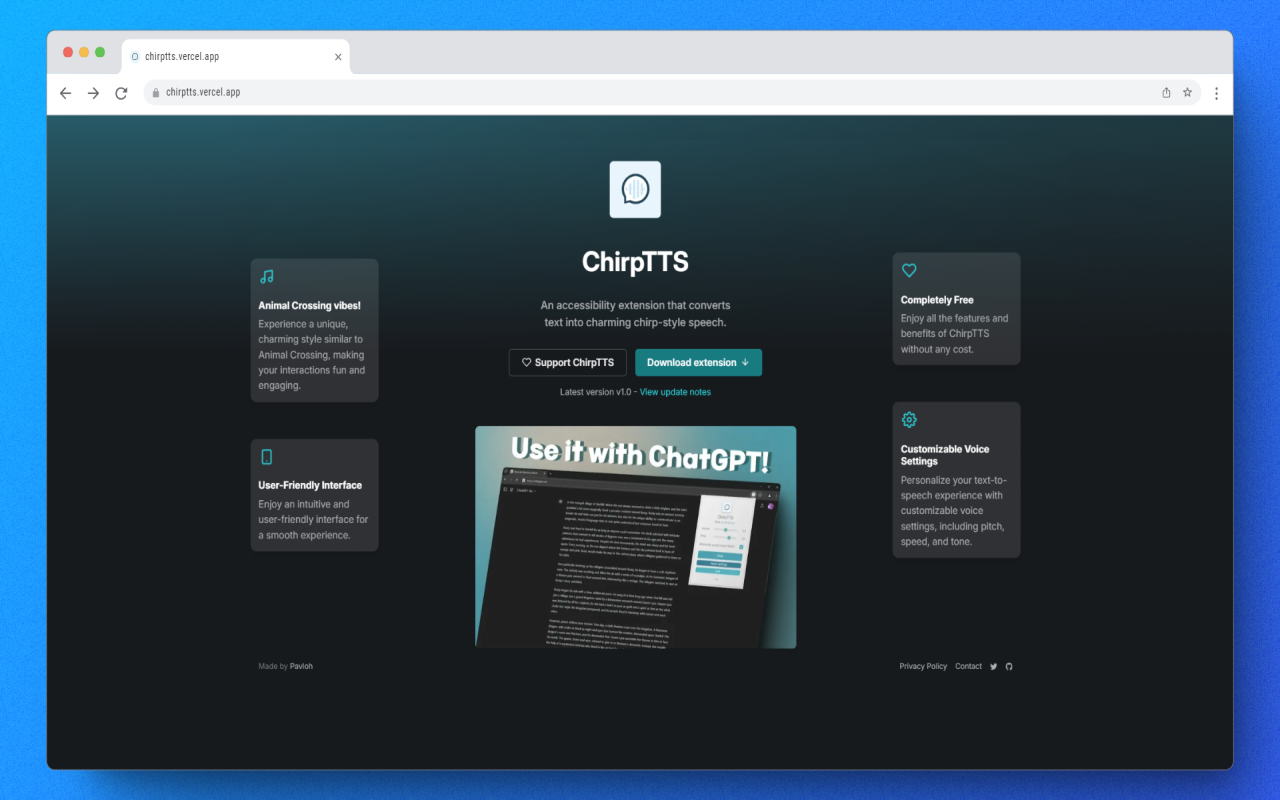 ChirpTTS chrome谷歌浏览器插件_扩展第2张截图