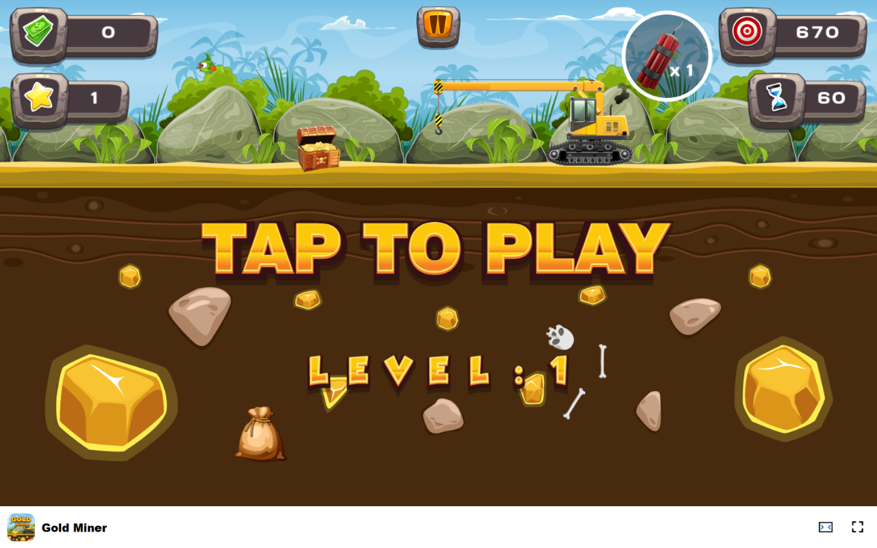 Gold Miner 在浏览器中游戏 - 免费且离线可用 chrome谷歌浏览器插件_扩展第1张截图