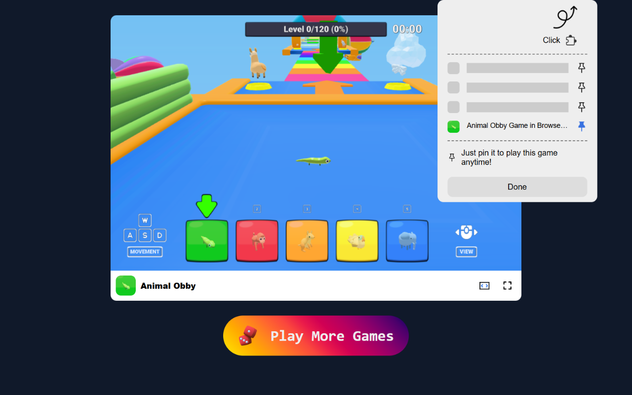 Animal Obby 游戏 - 控制可爱的动物在 3D 障碍课程中！ chrome谷歌浏览器插件_扩展第2张截图