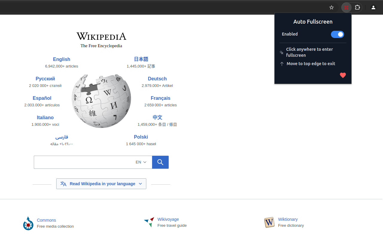 Auto Fullscreen chrome谷歌浏览器插件_扩展第1张截图