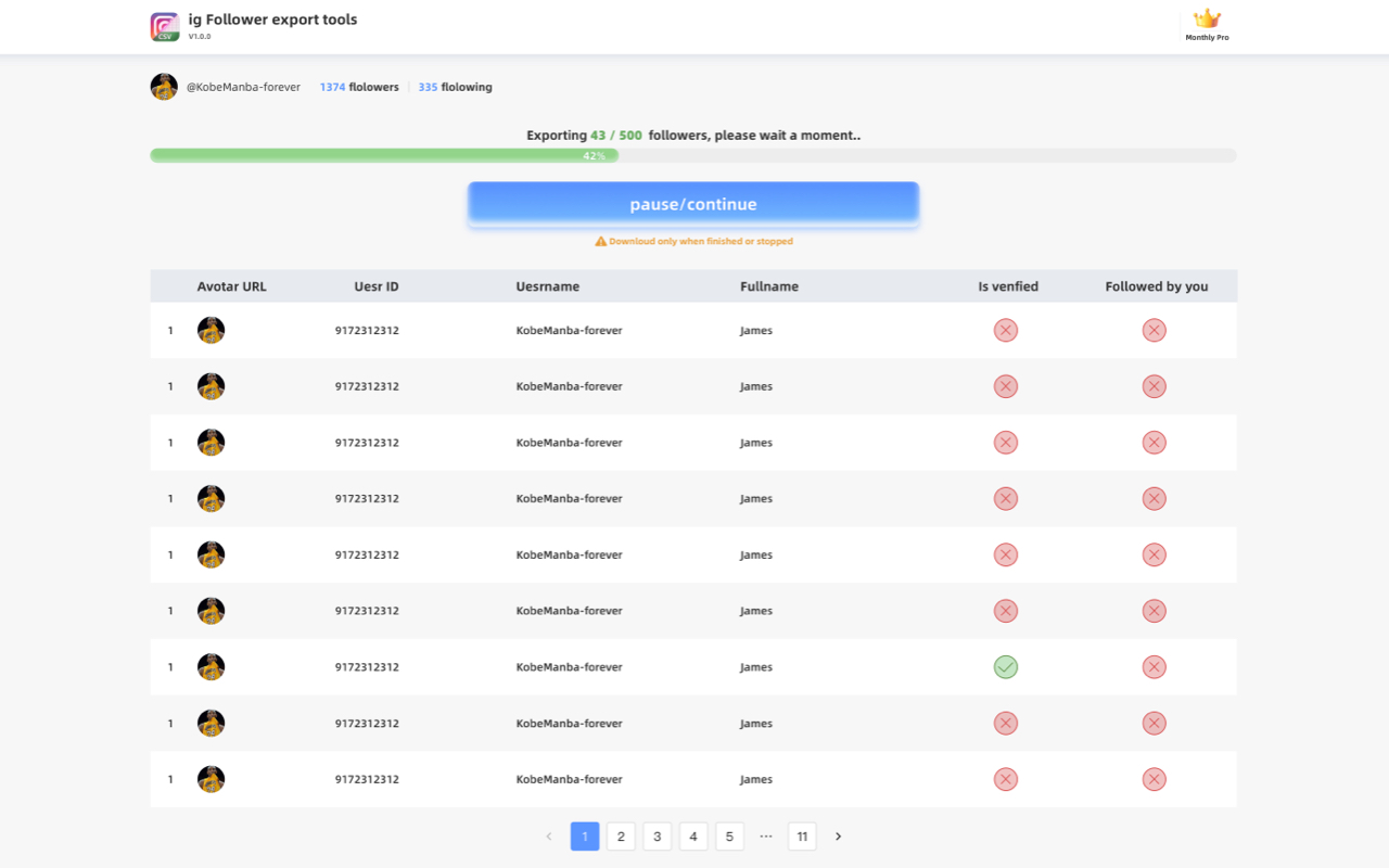 ig Follower export tools - IGExport chrome谷歌浏览器插件_扩展第3张截图