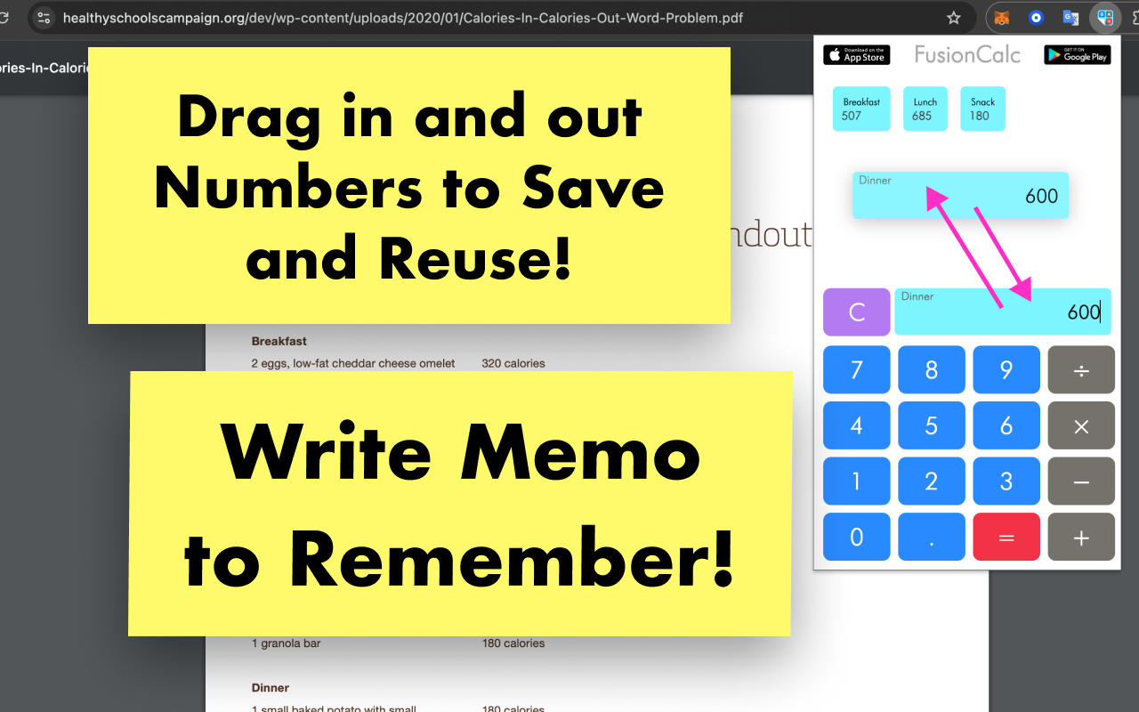FusionCalc (Memo Calculator) chrome谷歌浏览器插件_扩展第1张截图