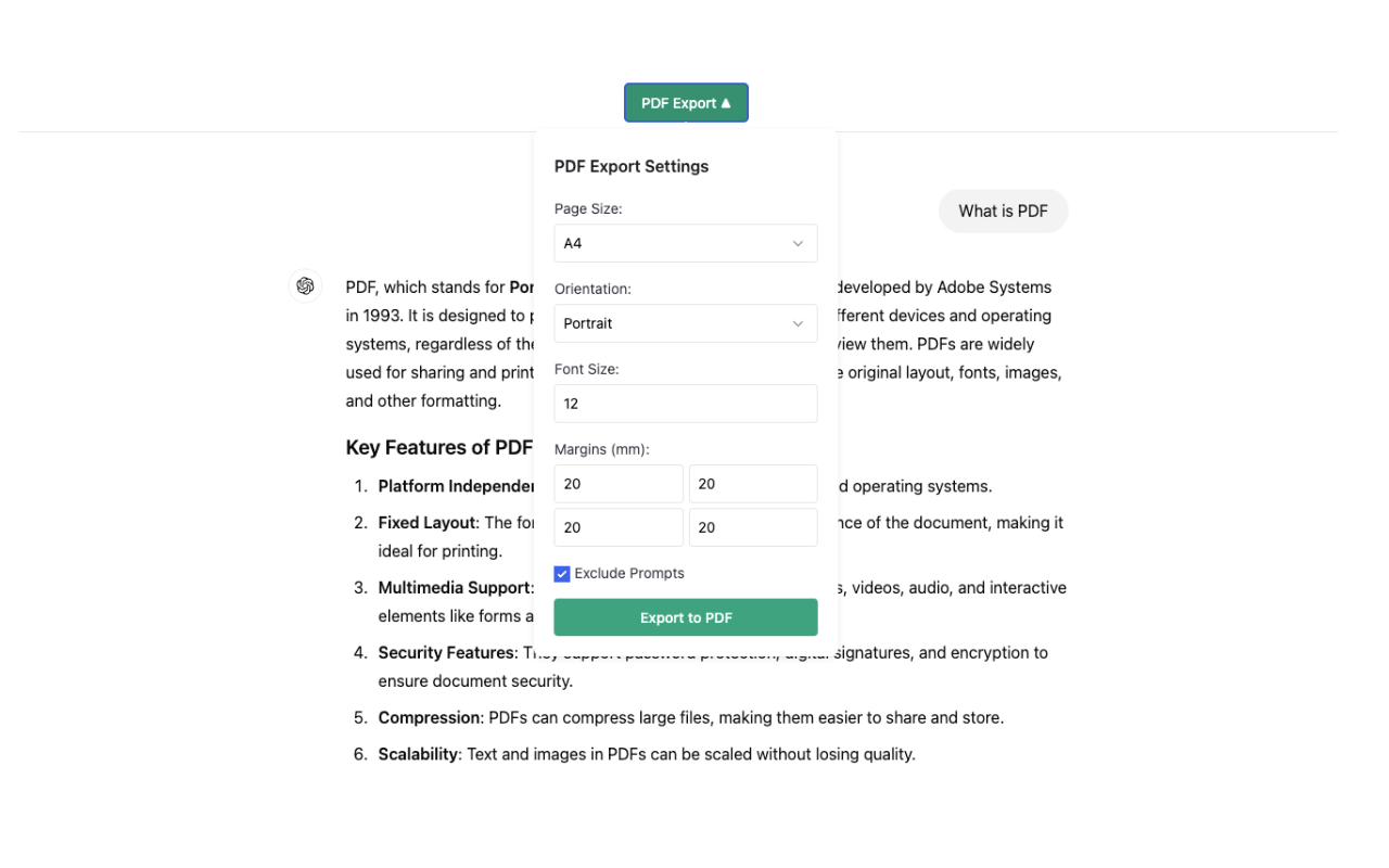 ChatGPT to PDF chrome谷歌浏览器插件_扩展第2张截图