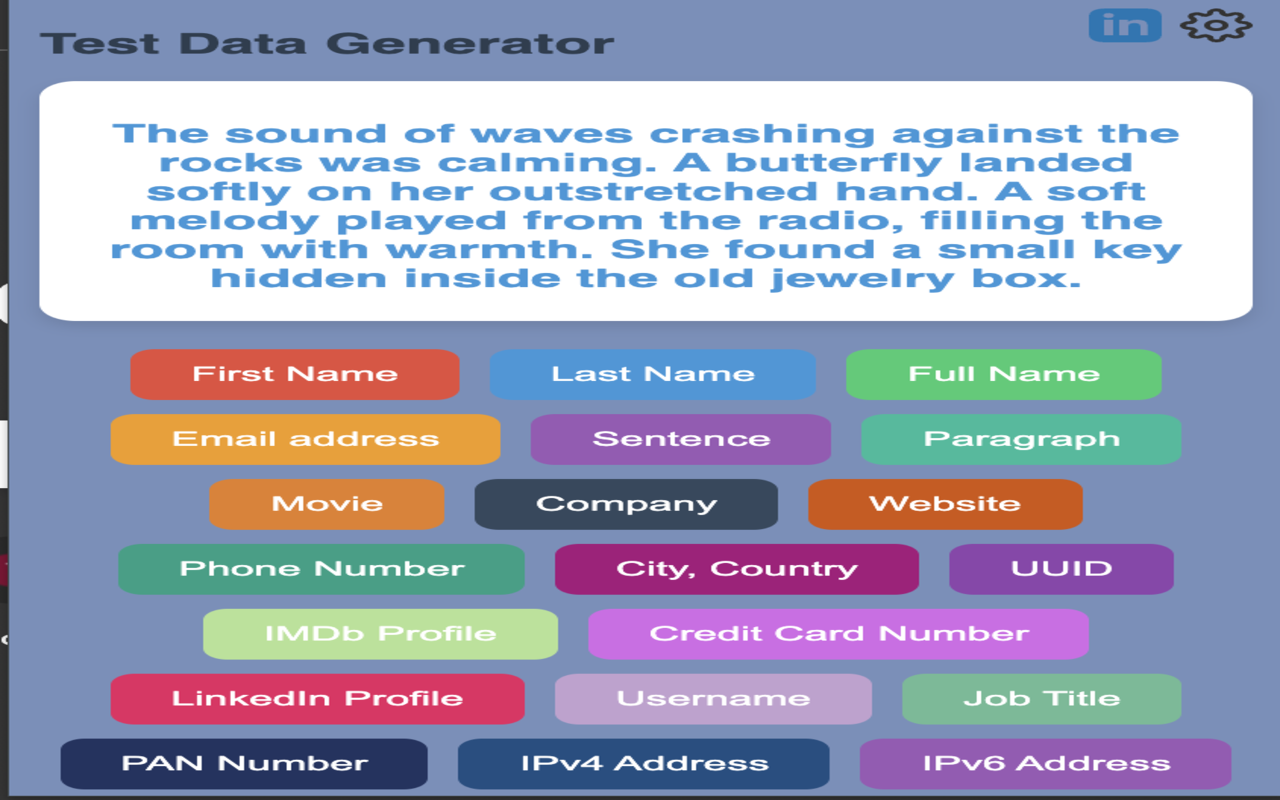 Test Data Generator chrome谷歌浏览器插件_扩展第2张截图
