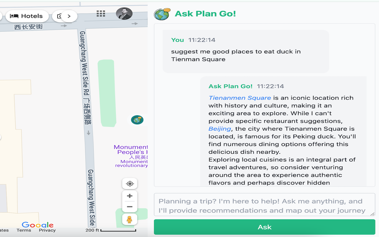 Ask Plan Go! for Google Maps chrome谷歌浏览器插件_扩展第2张截图