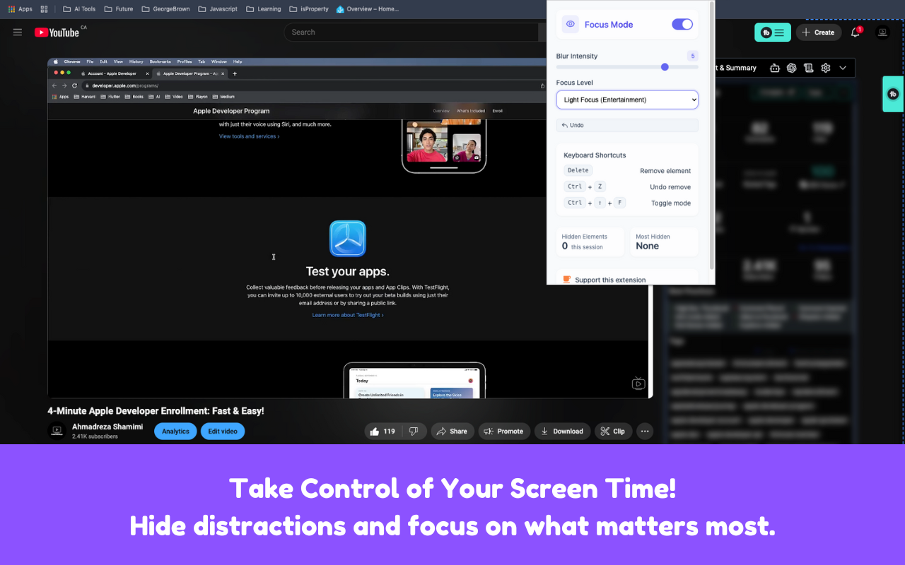 YouTube Focus Mode chrome谷歌浏览器插件_扩展第2张截图